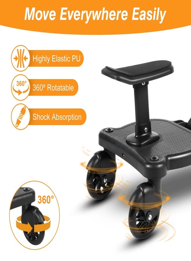 Zorpupoa Universal Stroller Board with Detachable Seat, 2 in1 Stroller Ride-On Board, Sit and Stand Stroller Attachment for 3-7 Years Old, Holds Up to 55 lbs - Image 4